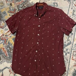 Men's Maroon Anchor Print Shirt